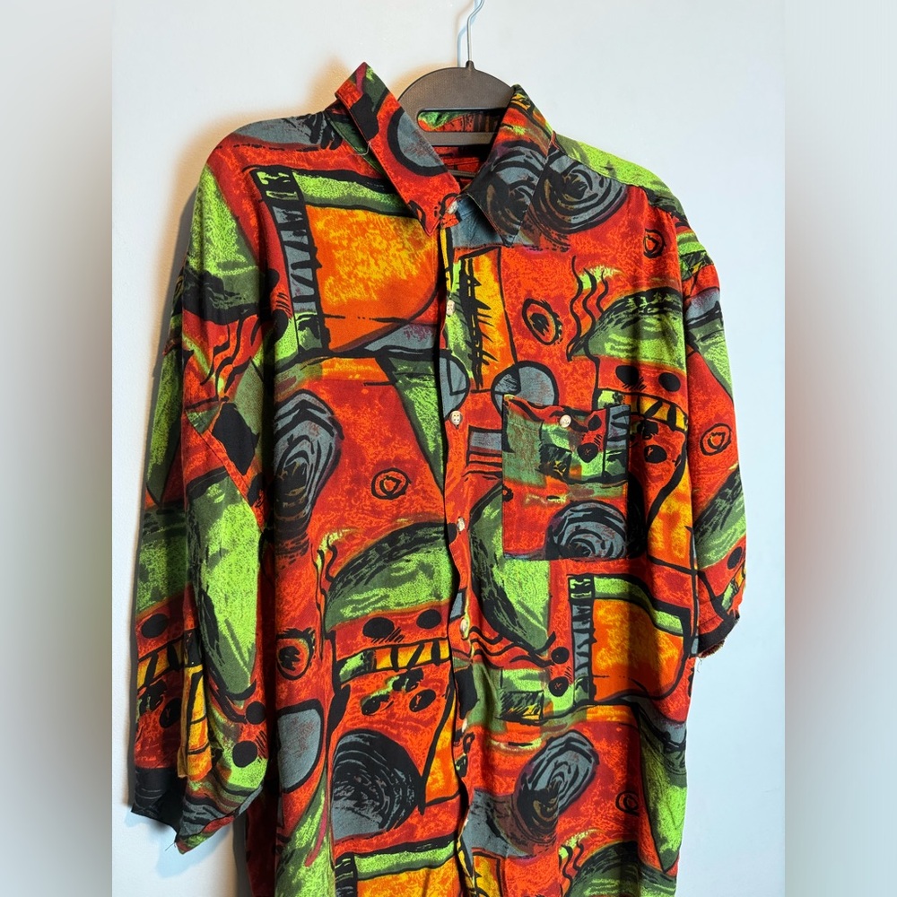 Vintage Abstract Button Up